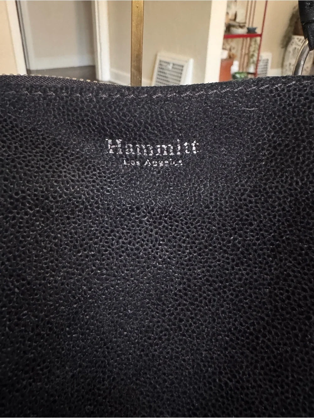 Hammitt Large Daniel Satchel Black Leather Suede Tote Studded Crossbody Silver